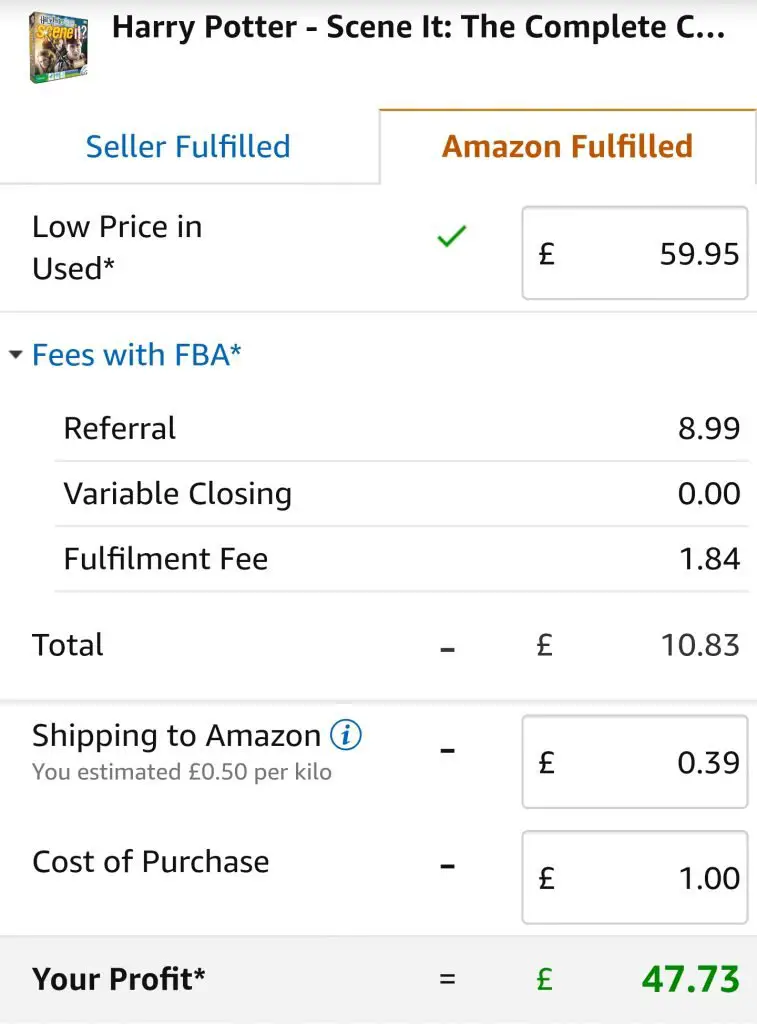 how much does amazon fba cost