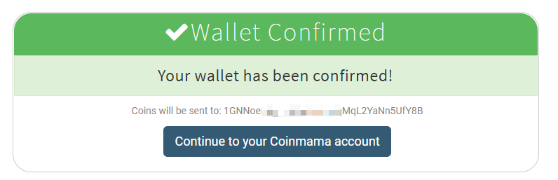 wallet confirmed