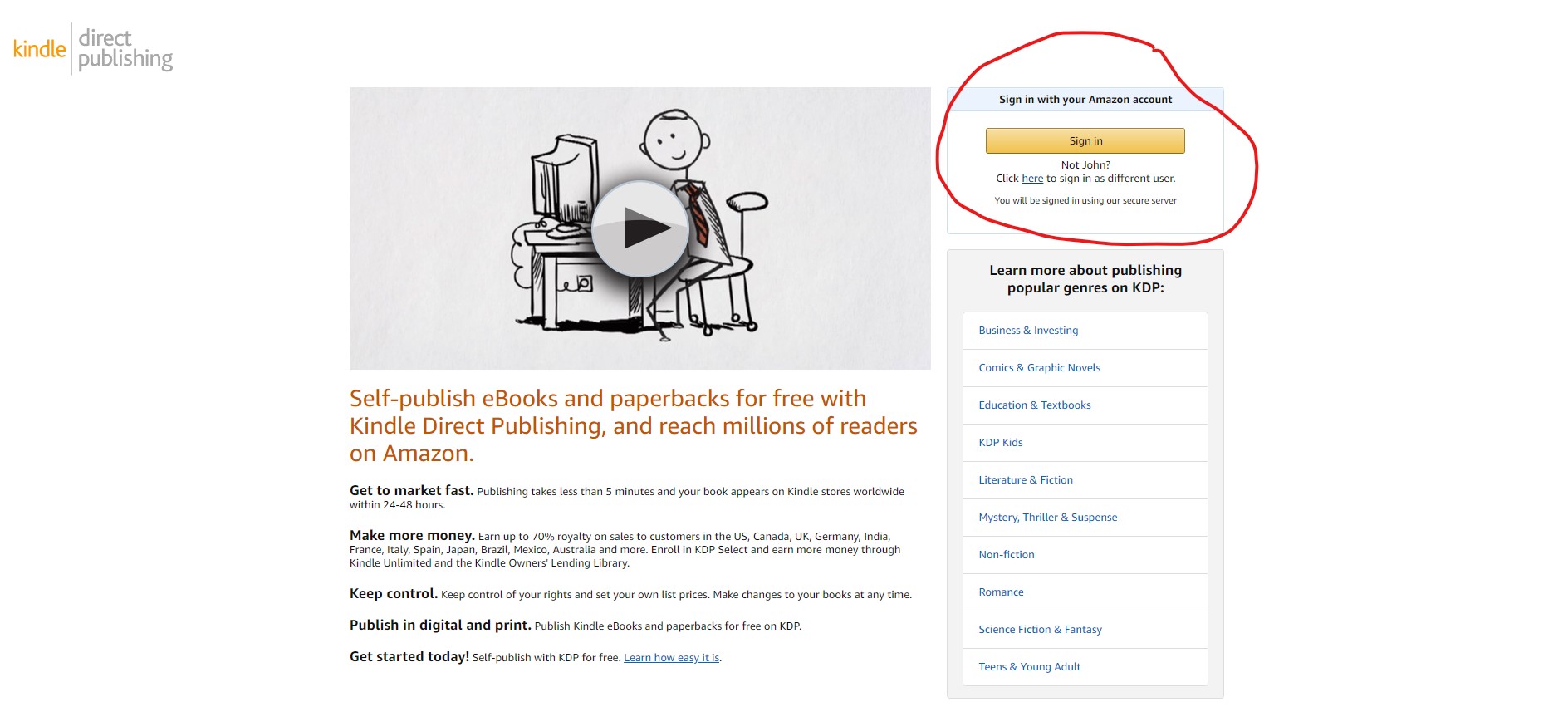 amazon kdp sign in